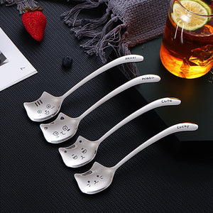 Cute cat kitty stainless steel tea coffee dessert spoon (TakaraCorner.com)