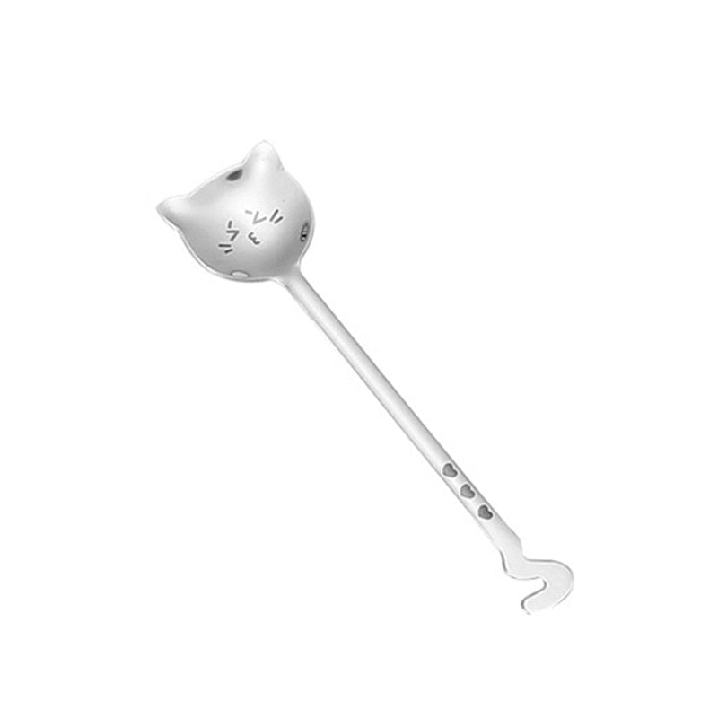 Whimsical Cat Spoons with Playful Tail Handles for Drinks and Desserts