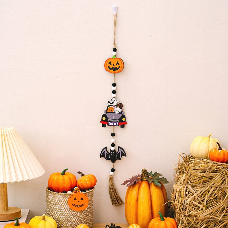 Halloween Wooden Beads Pendant - Gnome/ Pumpkin/ Bat/ Ghost