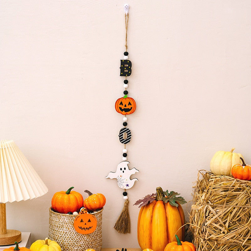 Halloween Wooden Beads Pendant - Gnome/ Pumpkin/ Bat/ Ghost