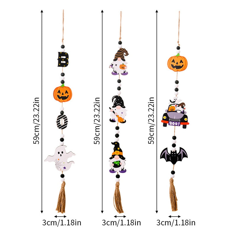 Halloween Wooden Beads Pendant - Gnome/ Pumpkin/ Bat/ Ghost