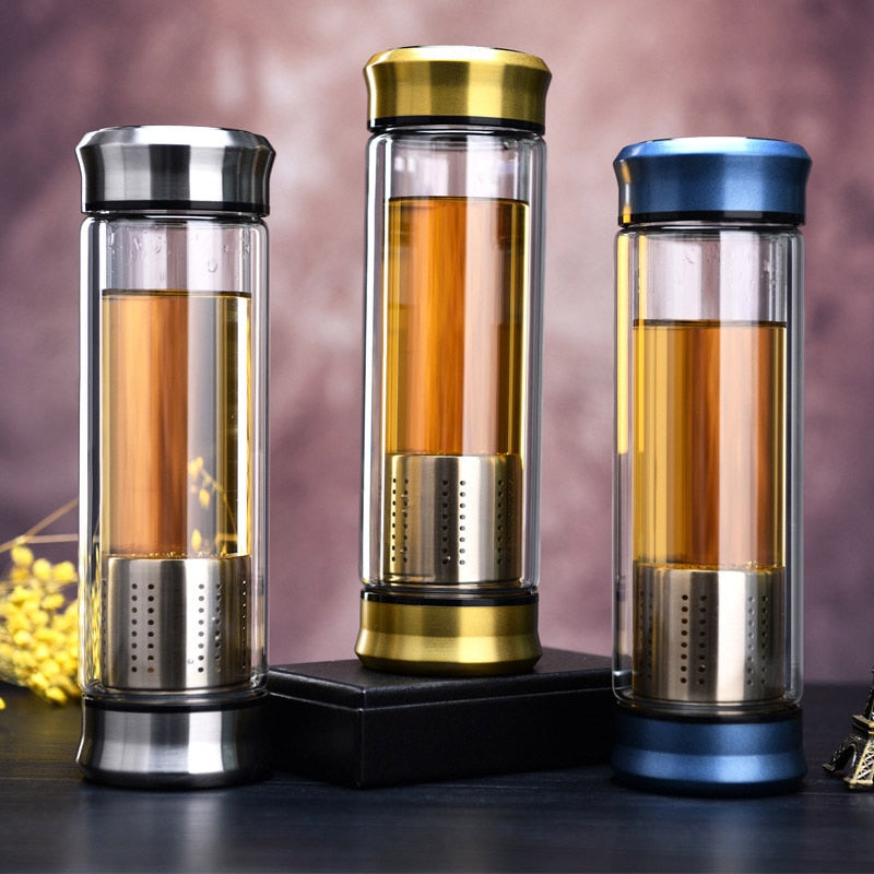 double wall glass bottle tea infuser strainer (TakaraCorner.com)