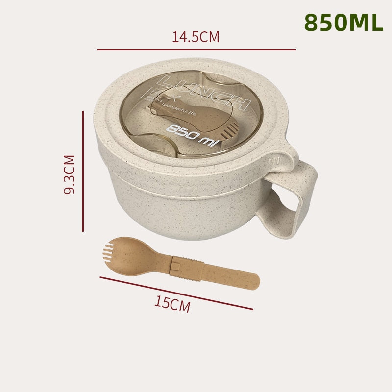 Eco-Friendly Microwaveable Wheat Straw Containers – Various Shapes with Utensils – BPA-Free Lunch Solution