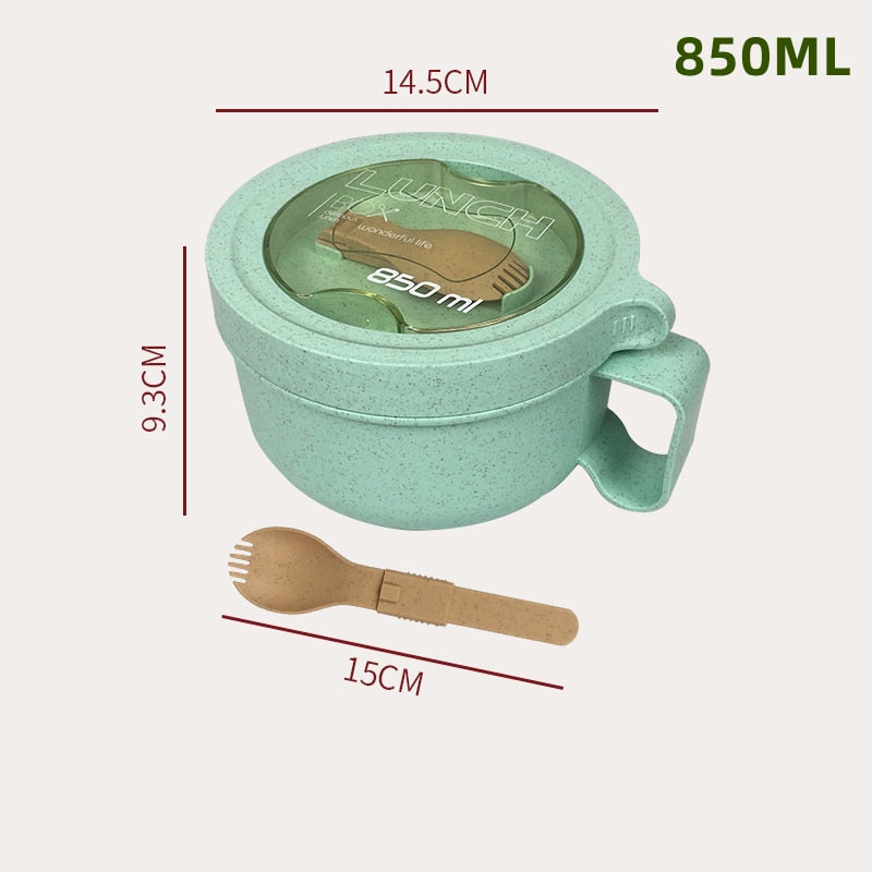 Eco-Friendly Microwaveable Wheat Straw Containers – Various Shapes with Utensils – BPA-Free Lunch Solution