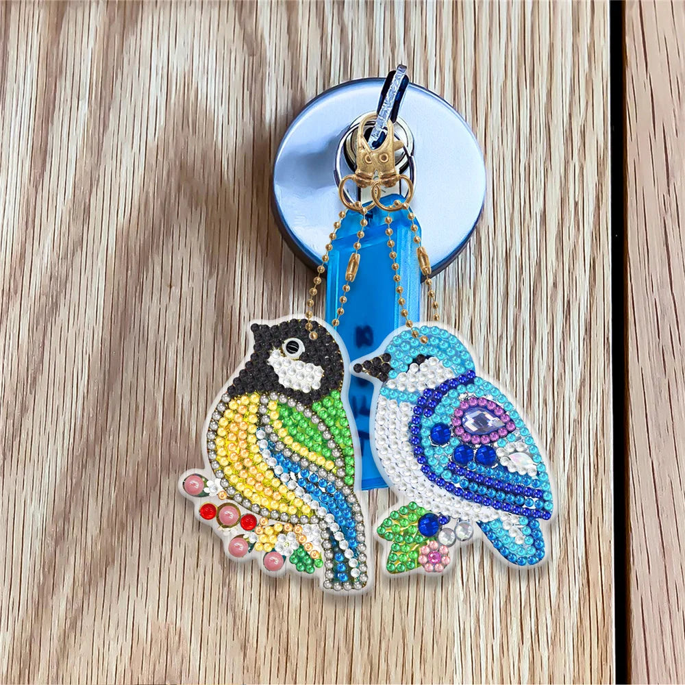 DIY Diamond Painting Keychain - Animal Dog Cat Bird Dragon