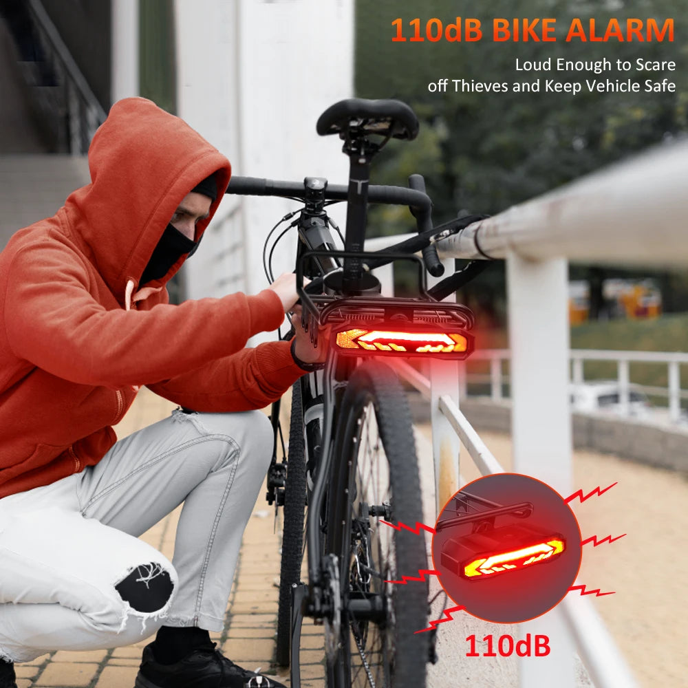 Wireless Bicycle Rear Light Anti Theft Alarm With Turn Signal