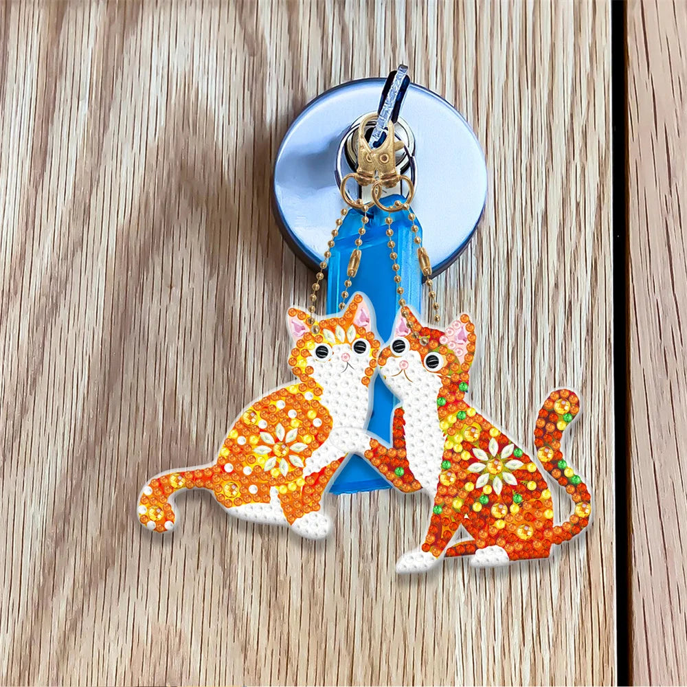 DIY Diamond Painting Keychain - Animal Dog Cat Bird Dragon