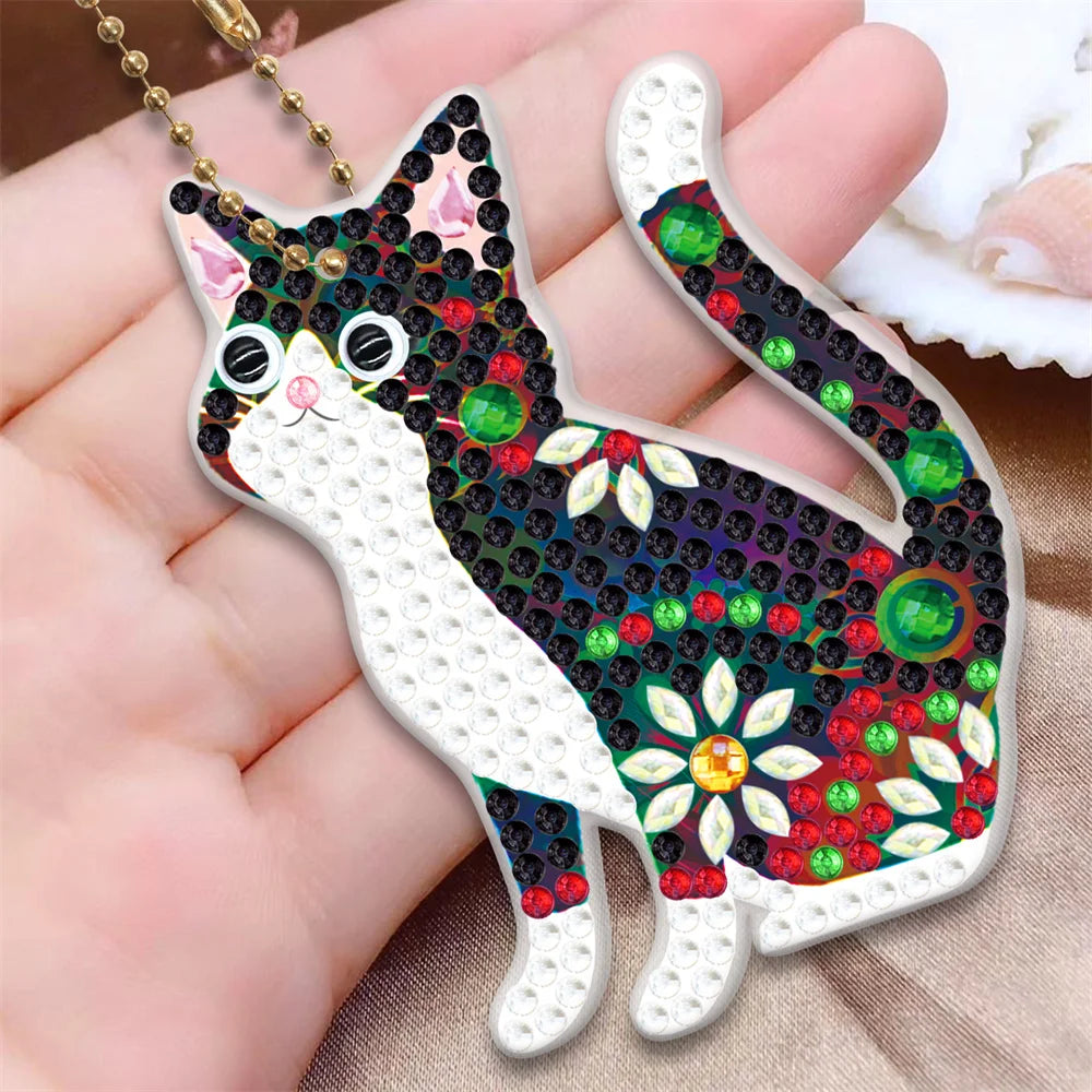 DIY Diamond Painting Keychain - Animal Dog Cat Bird Dragon