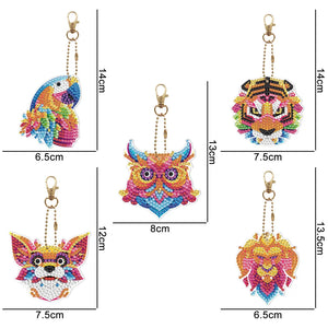 DIY Diamond Painting Keychain - Animal Dog Cat Bird Dragon