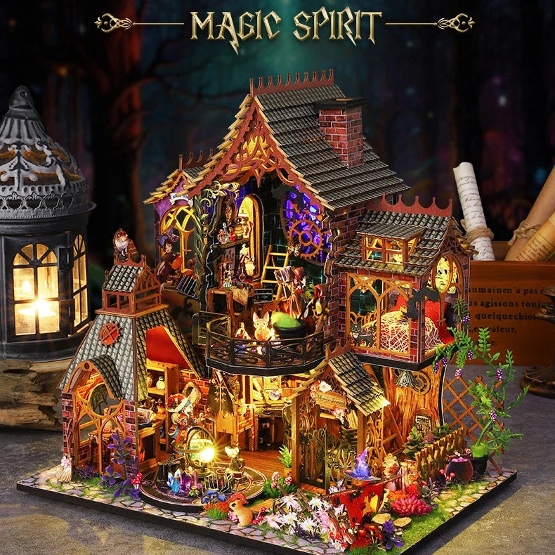 Miniature Wooden Doll House - Magic Spirit Mansion