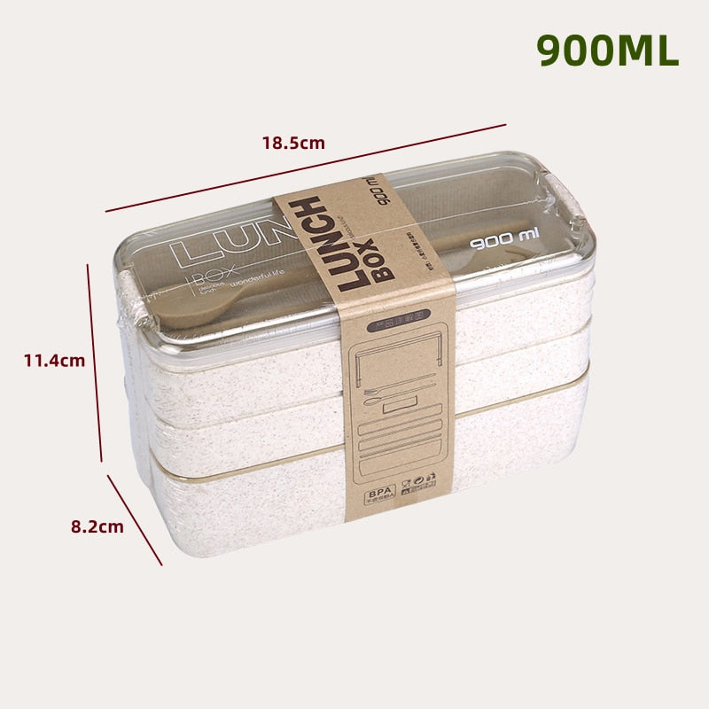 Eco-Friendly Microwaveable Wheat Straw Containers – Various Shapes with Utensils – BPA-Free Lunch Solution