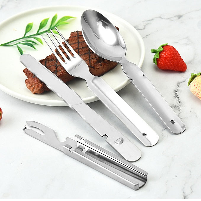 4-in-1 Portable Stainless Steel Utensils