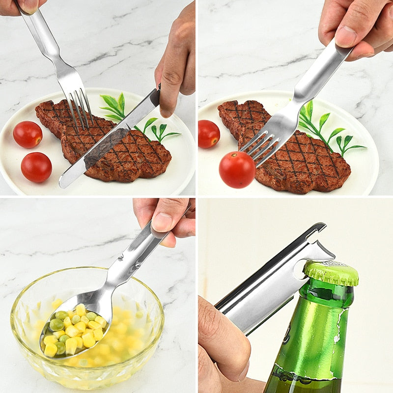 4-in-1 Portable Stainless Steel Utensils