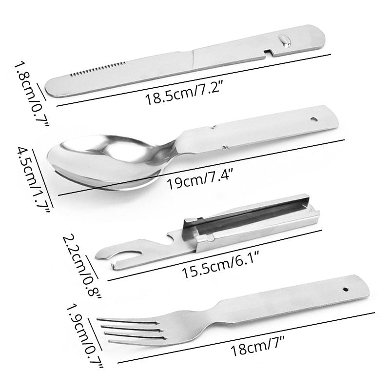 4-in-1 Portable Stainless Steel Utensils