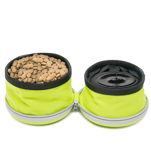 Collapsible Waterproof Pet Double Food Bowl