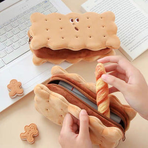 Cookie Sandwich Plush Pencil Case Stationery Storage (TakaraCorner.com)