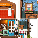 Load image into Gallery viewer, Wooden Wall Hanging Miniature House With Furniture &amp; Lights - Bakery
