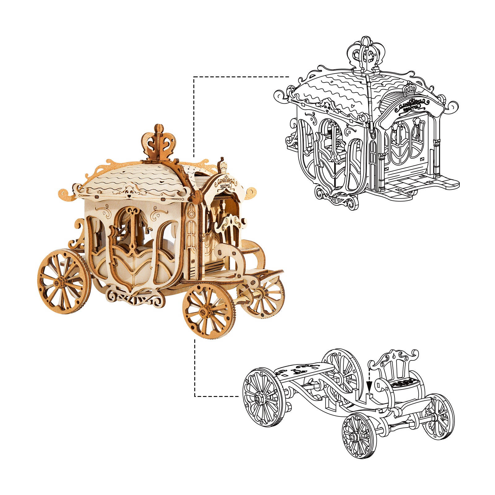 3D Wooden Puzzle Toy - Classic Carriage