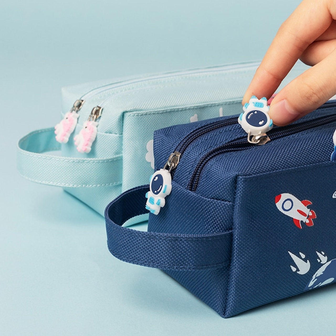 Double Zipper Pencil Case - Space, Animal