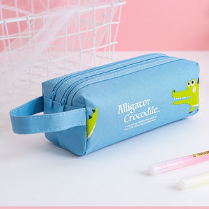 Double Zipper Pencil Case - Space, Animal