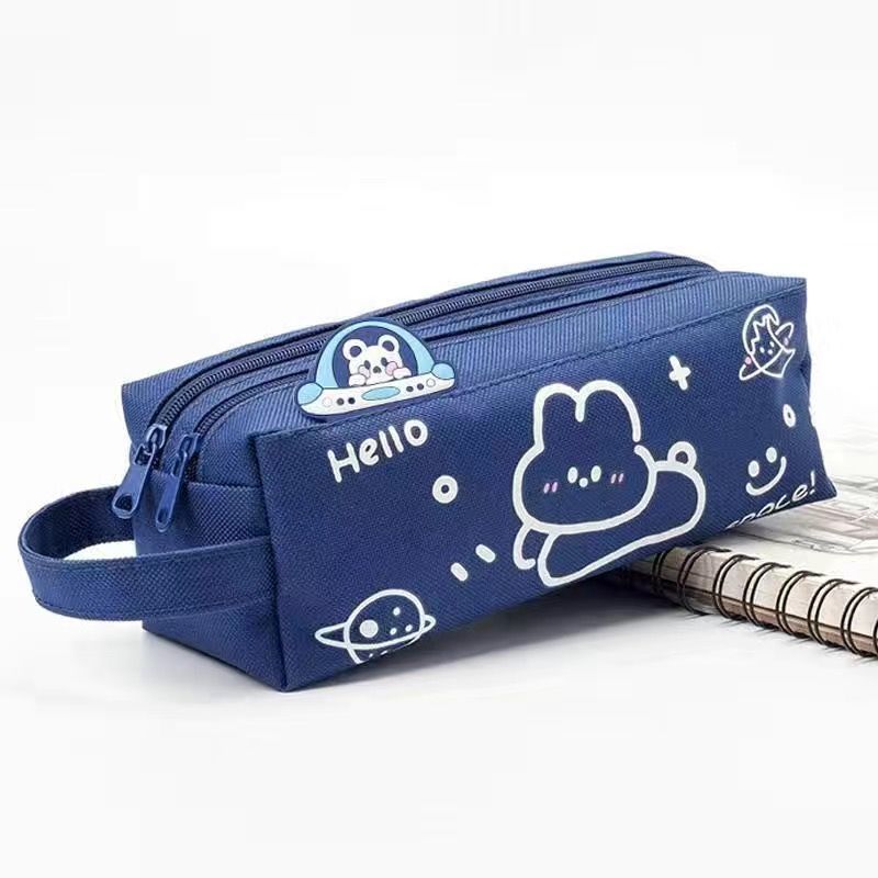 Double Zipper Pencil Case - Space, Animal