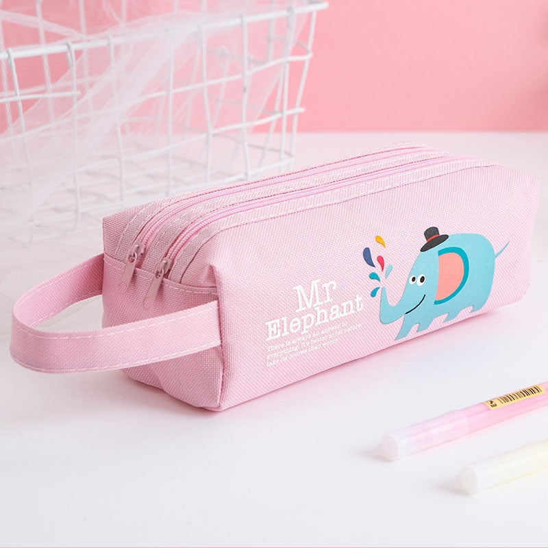 Double Zipper Pencil Case - Space, Animal