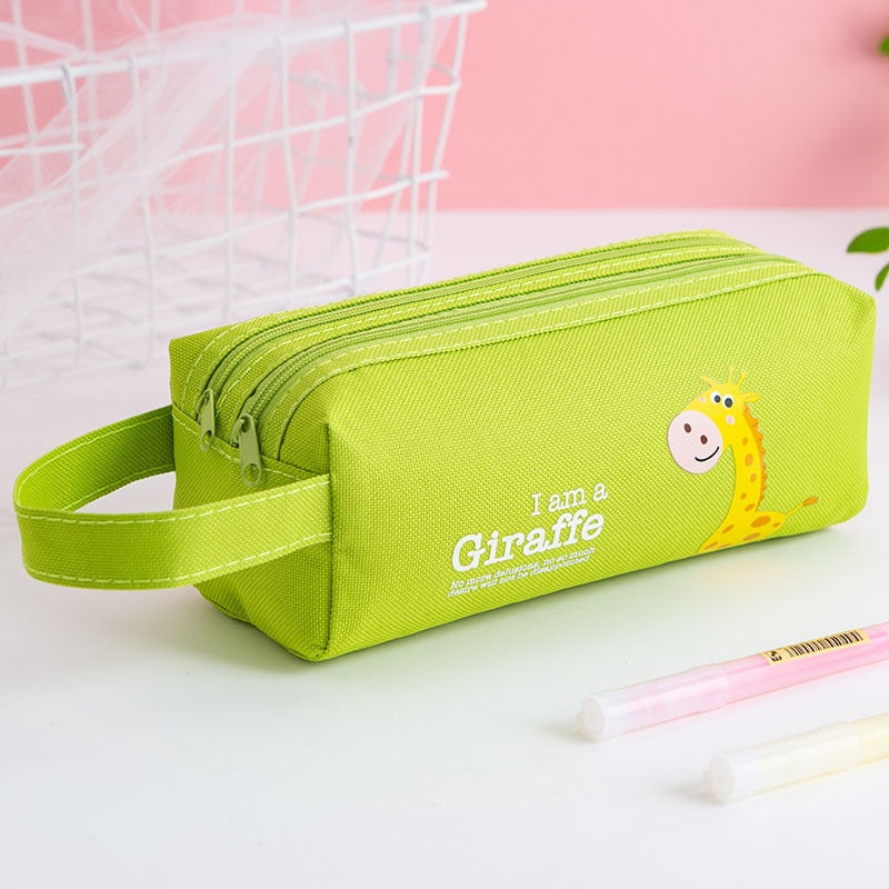 Double Zipper Pencil Case - Space, Animal