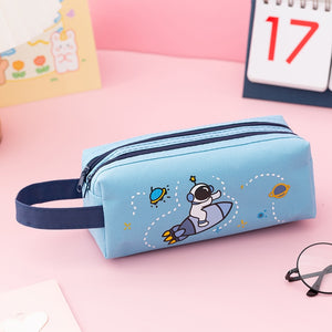 Double Zipper Pencil Case - Space, Animal