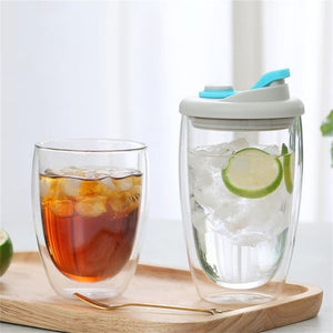 Double Wall Glass Mug With Sealed Lid