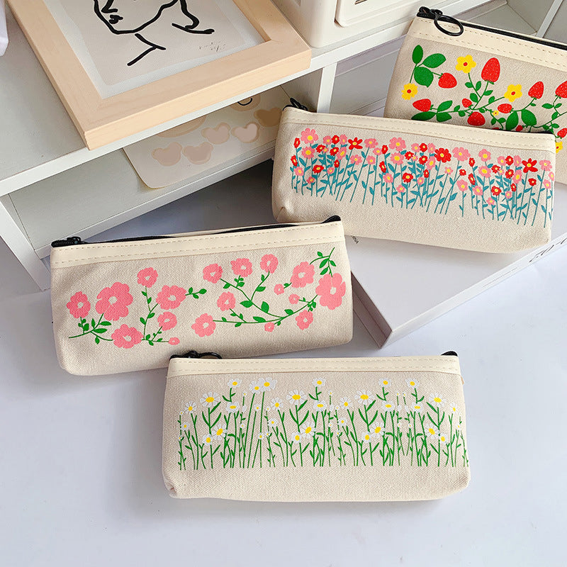 Floral Canvas Pencil Case