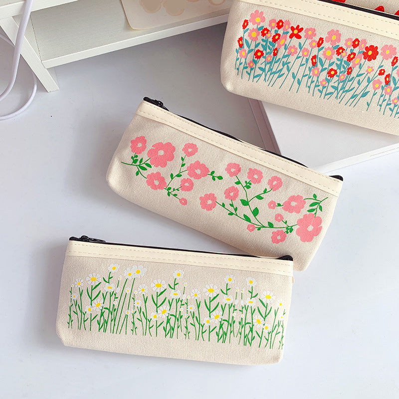 Floral Canvas Pencil Case