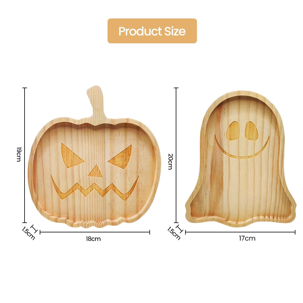 Halloween Wooden Pumpkin/Ghost Tray