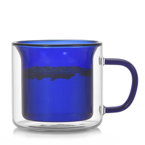 Multicolor Double Wall Glass Mug