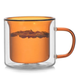 Multicolor Double Wall Glass Mug