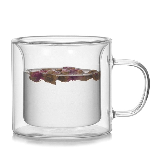 Multicolor Double Wall Glass Mug