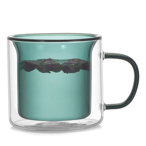 Multicolor Double Wall Glass Mug