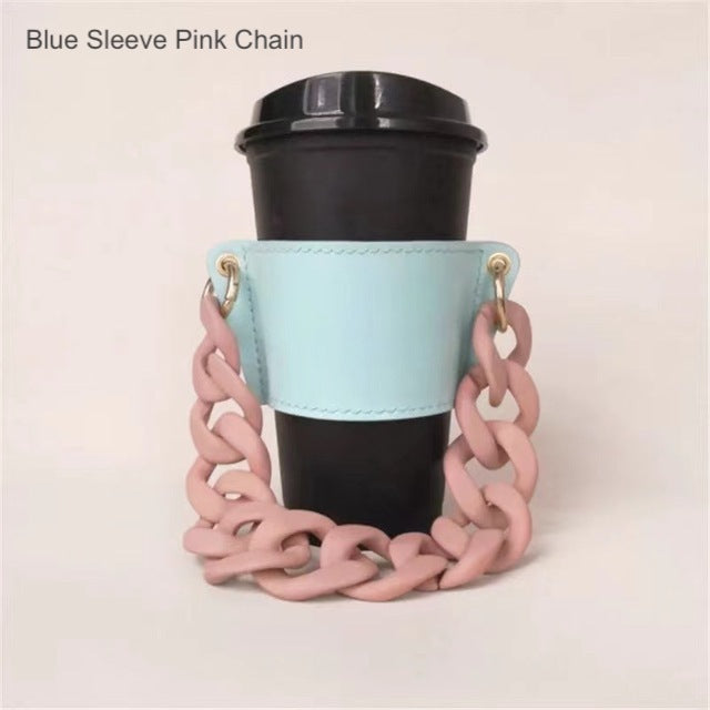 Pink Leather Coffee Cup Holder