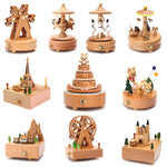 Load image into Gallery viewer, Rotating Wooden Music Box - Train, Castle, Dancer, Ferris Wheel, Seesaw, Tower, Merry-Go-Around
