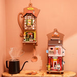 Load image into Gallery viewer, Wooden Wall Hanging Miniature House With Furniture &amp; Lights - Cozy Coffee House
