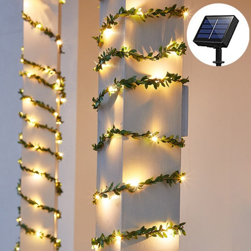 Solar Green Leaf/ Maple String Lights