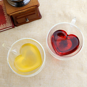 Heart Shaped Double Wall Glass Mug