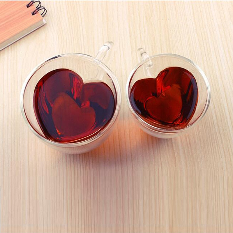 Heart Shaped Double Wall Glass Mug