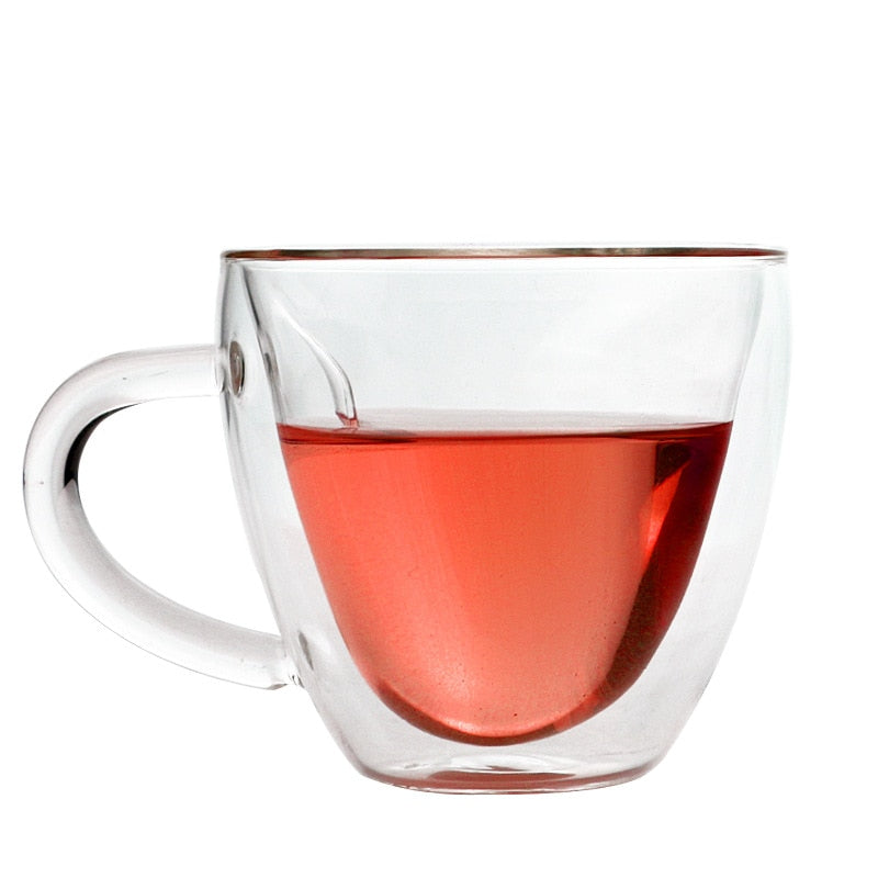 Heart Shaped Double Wall Glass Mug