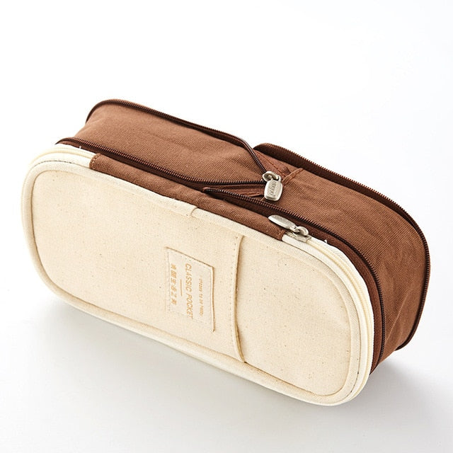 Double Layer Canvas Pencil Case