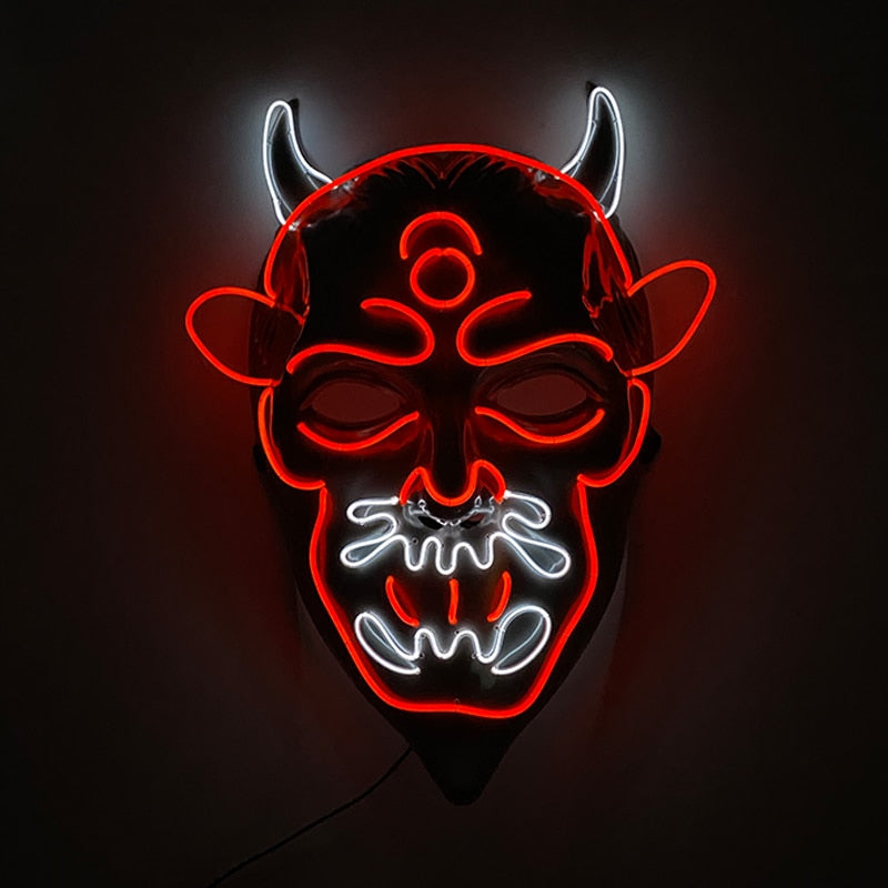 Halloween Neon Light Mask - Devil