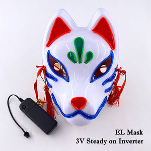 Halloween Neon Light Mask - Blue Fox