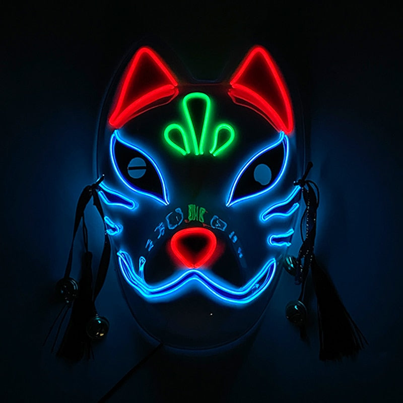 Halloween Neon Light Mask - Blue Fox