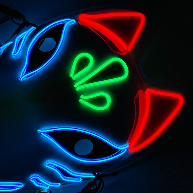 Halloween Neon Light Mask - Blue Fox